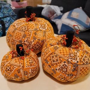 NWT Bandana print pumpkins - set of 3 in graduated sizes.